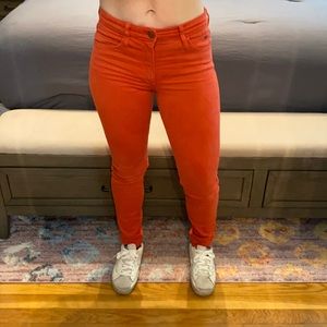Joe’s jeans red orange color ankle length high or mid rise